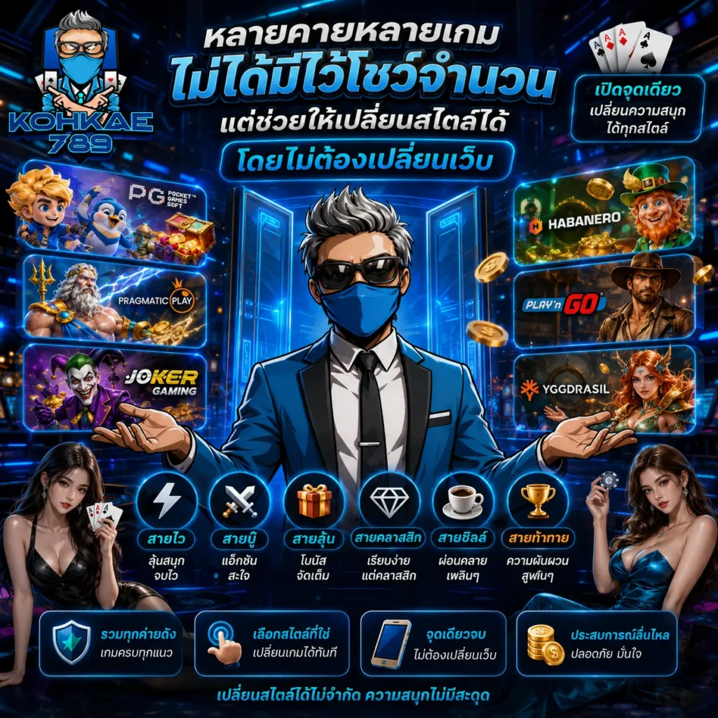 kohkae789 หลายค่ายหลายเกมไม่ได้มีไว้โชว์จำนวน แต่ช่วยให้เปลี่ยนสไตล์ได้โดยไม่ต้องเปลี่ยนเว็บ
